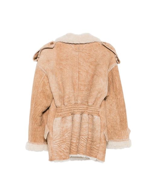 SANTORO Natural Double-Breasted Sheepskin Jacket