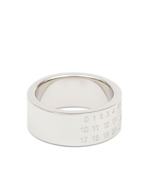 MM6 by Maison Martin Margiela White Numeric Engraved Polished Ring