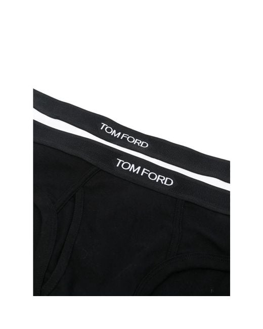 Tom Ford Black Cotton Slip-On Underwear With Logo Waistband for men