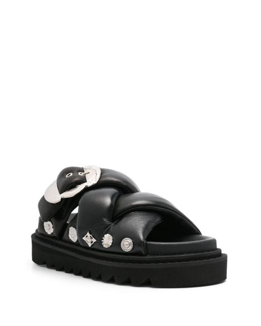 Toga Black Stud-Embellishment Leather Platform Sandals