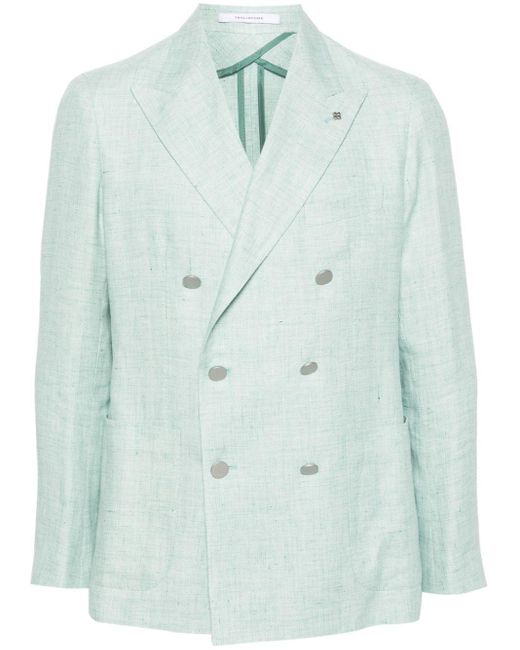 Tagliatore Green Double-Breasted Suit Jacket for men