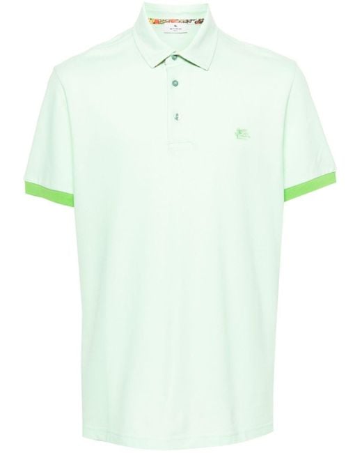 Etro Green Logo-Print Cotton T-Shirt for men