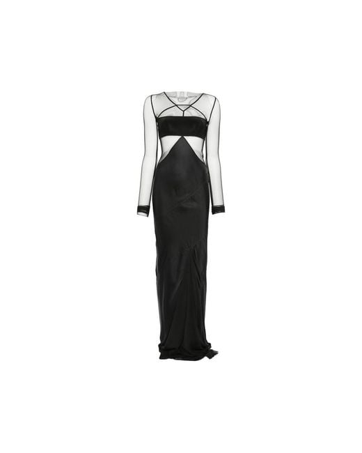 Rick Owens Black Combo Long-Sleeve Maxi Dress