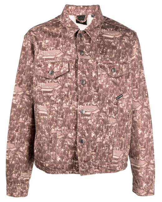 Daily Paper Photograph-print Denim Jacket in Brown (Pink) for Men | Lyst