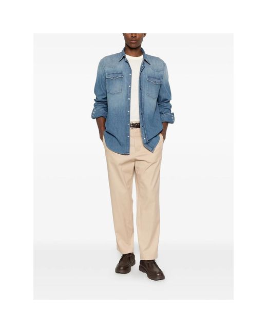 Dondup Blue Long-Sleeve Pocket Shirt for men