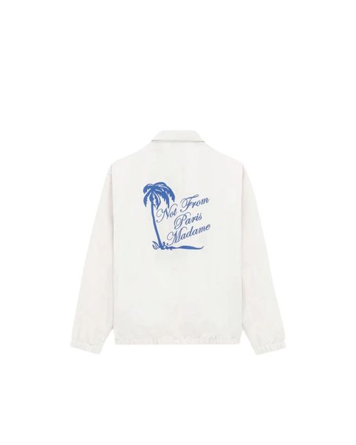 Drole de Monsieur White Buttoned Graphic Shirt Jacket for men