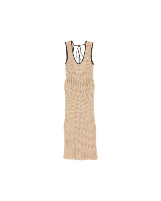 Sir Natural Crochet-Knit Open-Back Maxi Dress