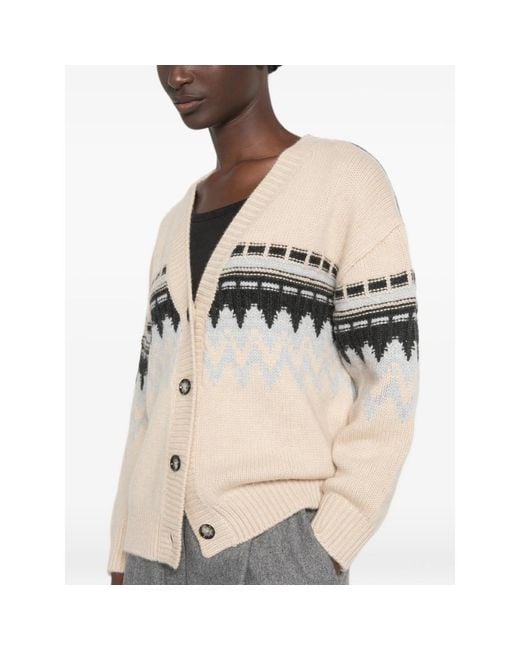 Allude Natural V-Neck Cashmere Cardigan