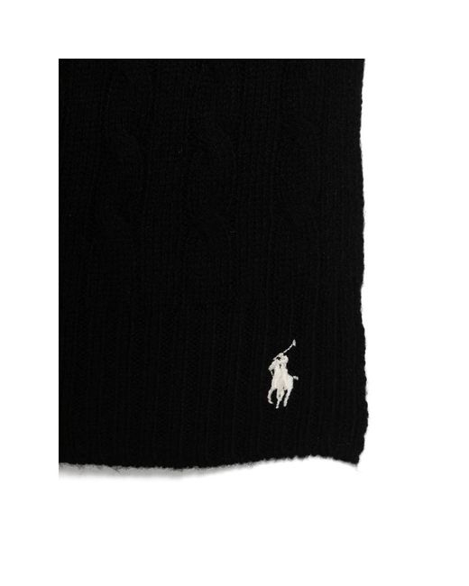 Ralph Lauren Black Cable-Knit Scarf