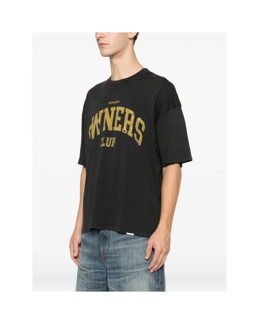 Represent Black Crew Neck T-Shirt With Logo Print for men