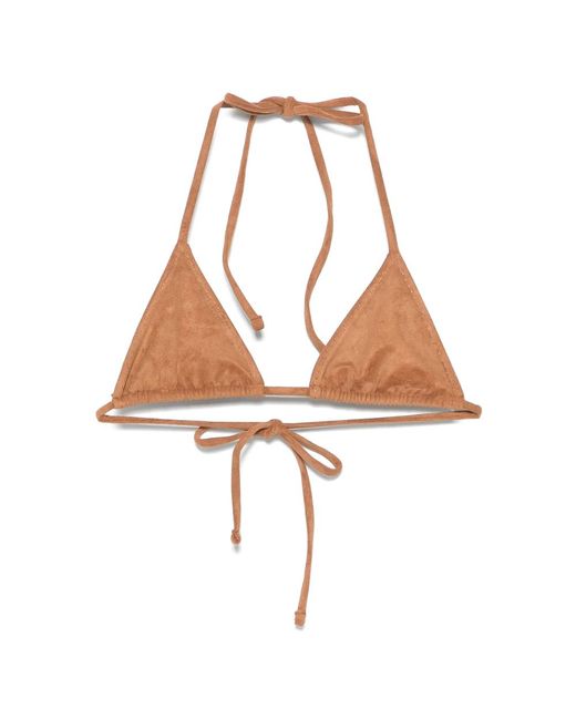 Frankie's Bikinis Brown X Bella Hadid Suede Triangle Bikini Top