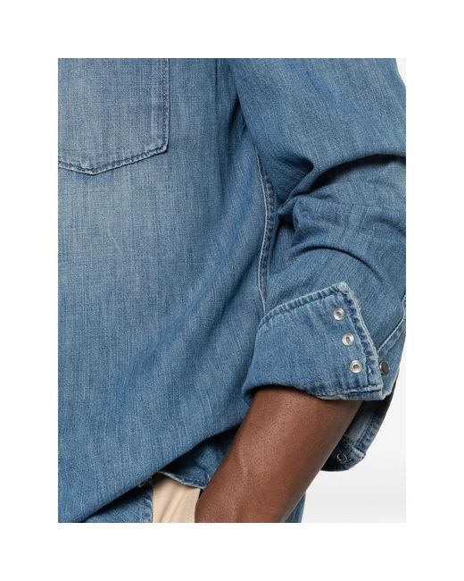 Dondup Blue Long-Sleeve Pocket Shirt for men