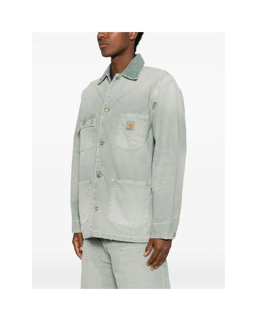 Carhartt Green Corduroy-Collar Logo-Patch Jacket for men
