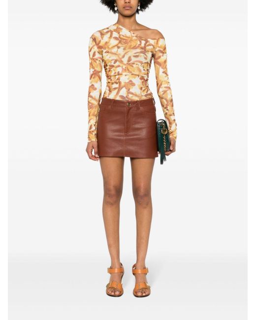 Etro Brown Nappa Mini Skirt