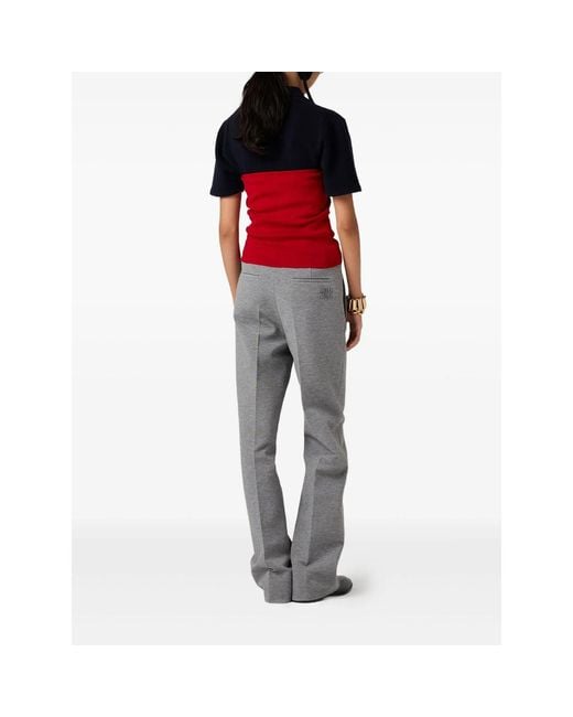 Miu Miu Red Logo-Intarsia Top