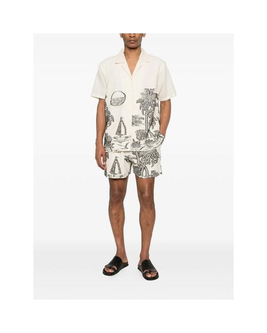 Maison Labiche Natural Tree-Embroidered Shorts for men