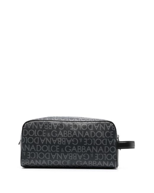 Dolce & Gabbana Black Logo-Print Wash Bag for men