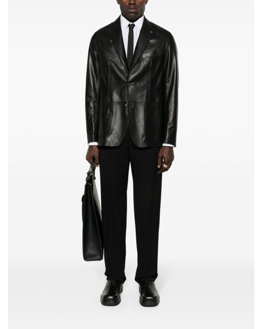 Tagliatore Black Carson Leather Jacket for men