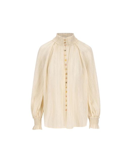 Zimmermann Natural Aster Metallic-Stripe Shirt