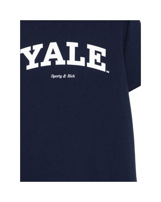 Sporty & Rich Blue Crew Neck T-Shirt With Logo