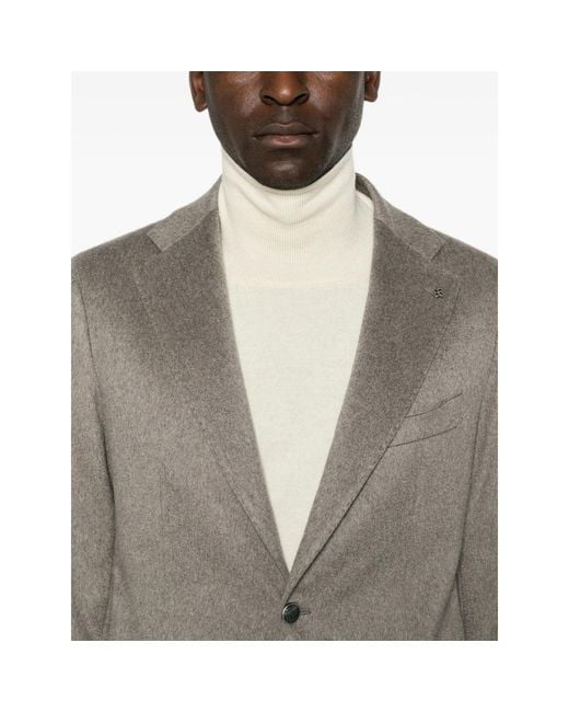 Tagliatore Gray Notched-Lapel Single-Breasted Blazer for men