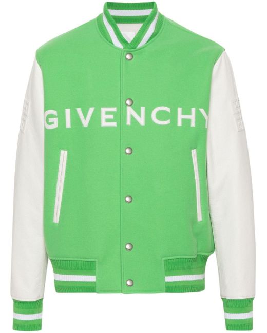 Givenchy Green 4G Wool-Blend Varsity Jacket for men