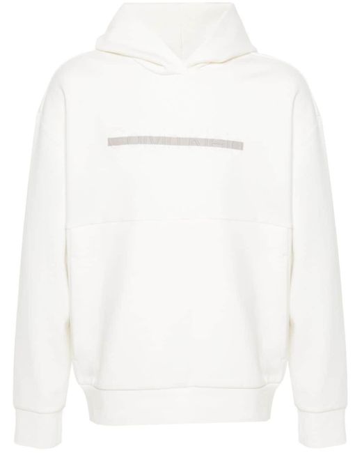 Calvin Klein White Color Embossed Logo Hoodie for men