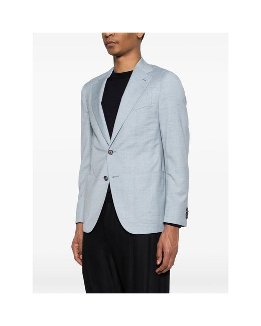 Caruso Blue Aida Two-Button Blazer for men