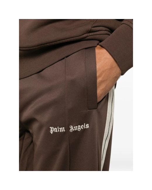 Palm Angels Brown Embroidered-Logo Side-Stripe Track Pants for men