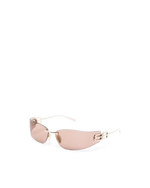 Balenciaga Pink Gossip Rimless Logo Sunglasses