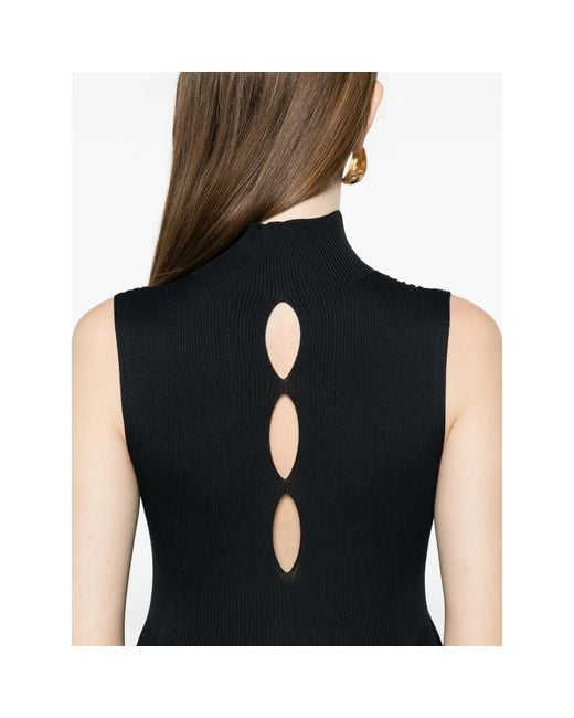 CFCL Black Rivulet Ribbed Midi Dress