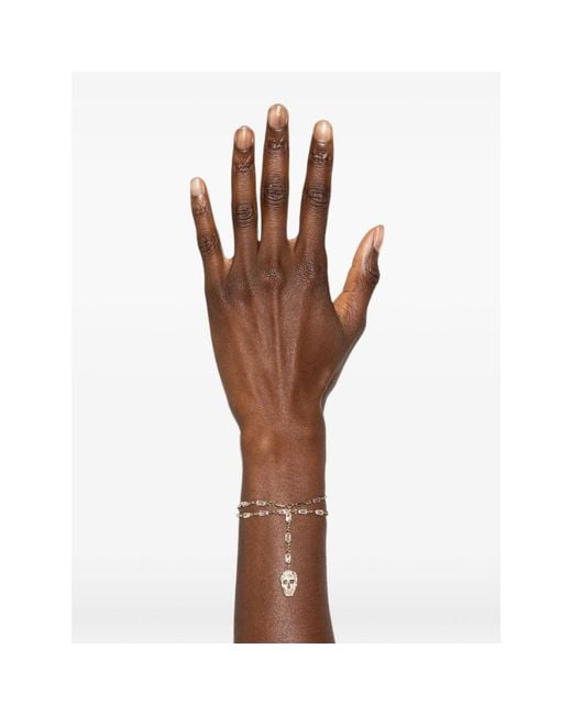 McQueen Metallic Skull Crystal-Embellished Bracelet