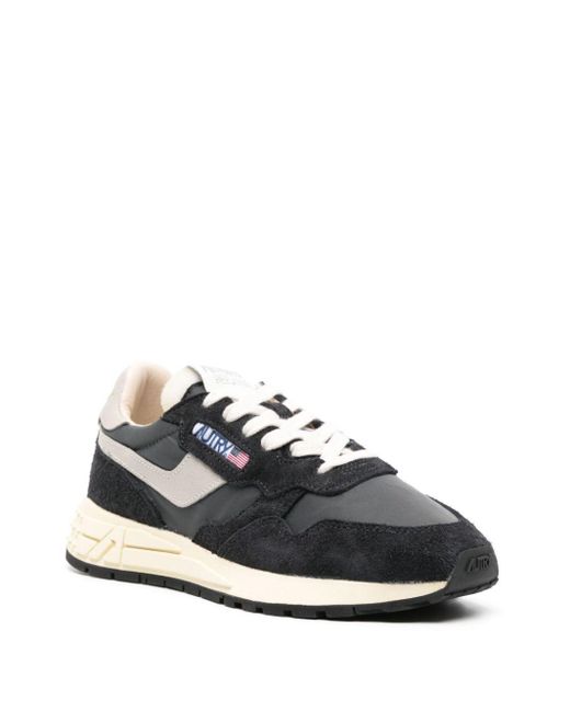 Autry Reelwind Low Sneakers In Black Nylon And Suede