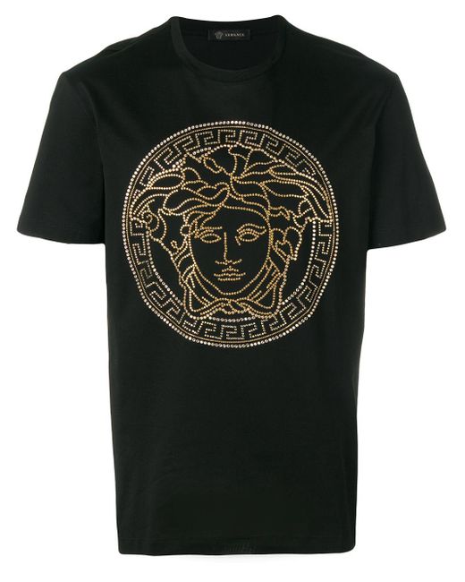 Versace Black Medusa Crystal-embellished T-shirt for men