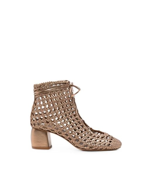 Forte_forte Brown Woven Lace-Up Ankle Boots