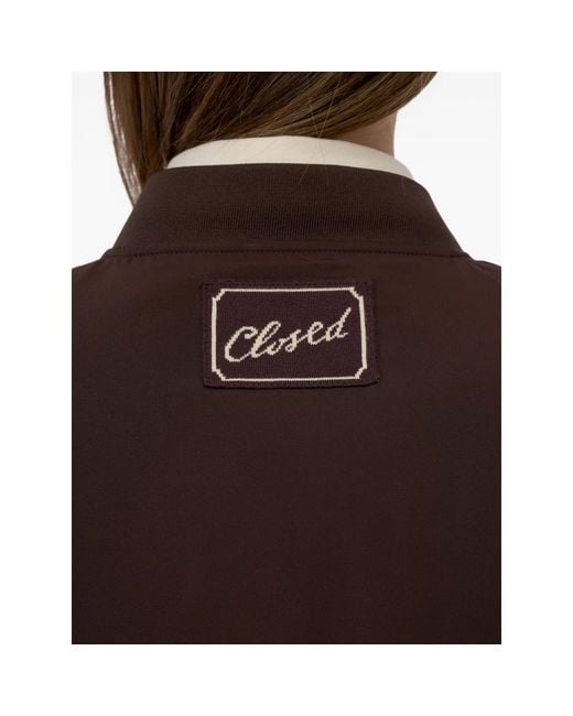 Closed Brown Logo-Patch Bomber Jacket