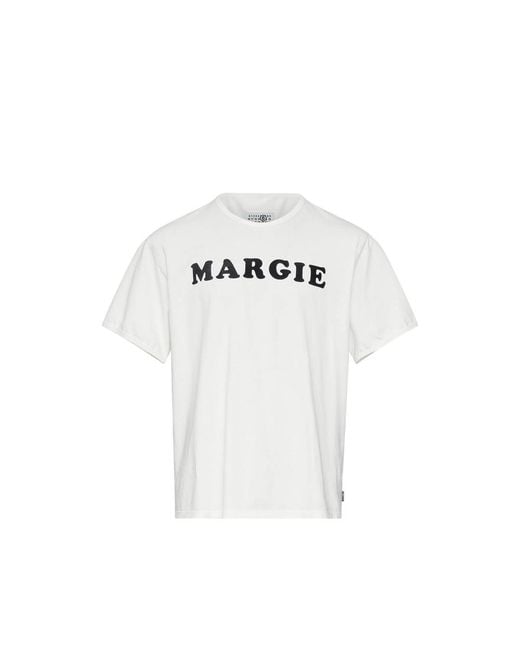 MM6 by Maison Margiela White Graphic-Print Cotton T-Shirt for men