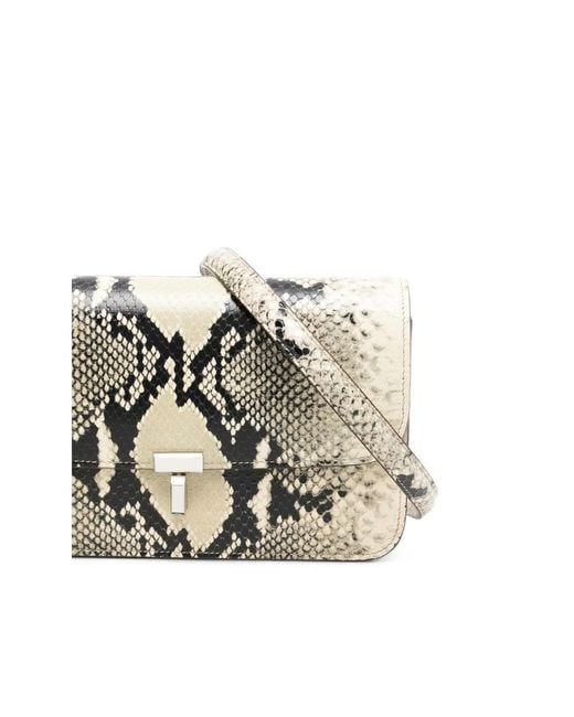 Totême  White T-Lock Snake-Effect Leather Crossbody Bag
