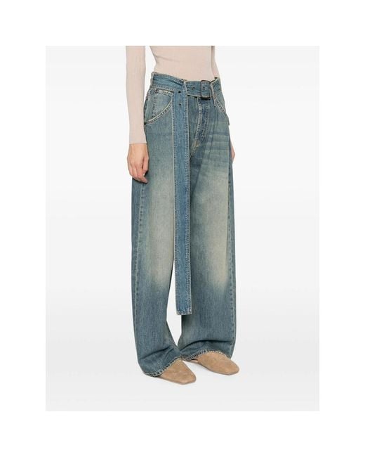 DARKPARK Blue Belted Wide-Leg Jeans