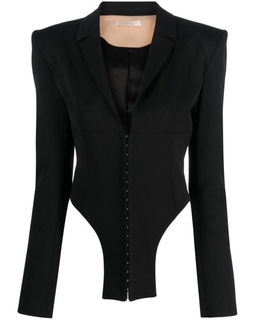 Ssheena Black Bodysuit-Style Hook-Fastening Blazer