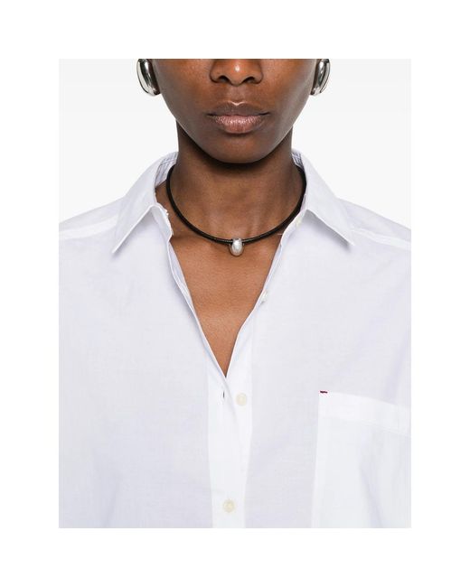 JC Sophie White Latina Pocket Collared Shirt