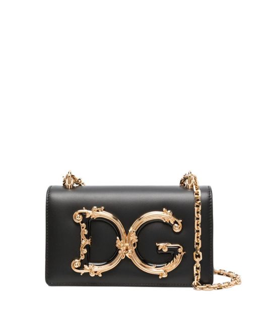 Dolce & Gabbana Black Dg Girls Leather Crossbody Bag