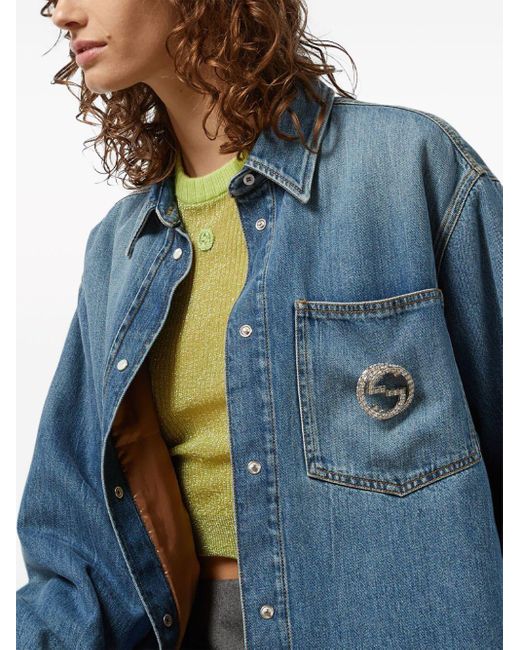 Gucci Blue Interlocking G Denim Jacket