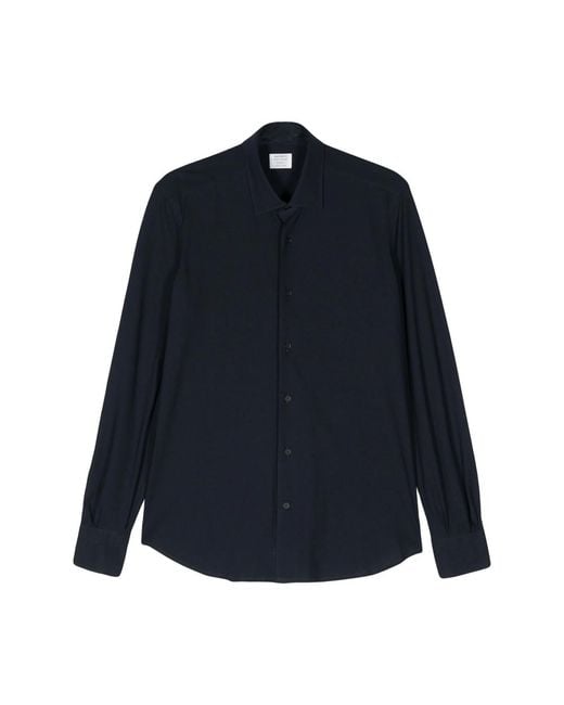 Mazzarelli Blue Tonal Stitching Cotton Shirt for men
