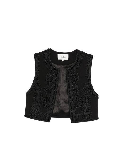 Ba&sh Black Beaded Embellished Jacket
