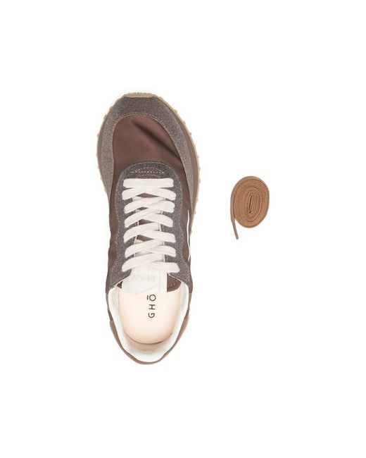 GHOUD VENICE Brown Rush Glitter-Detail Panel Sneakers