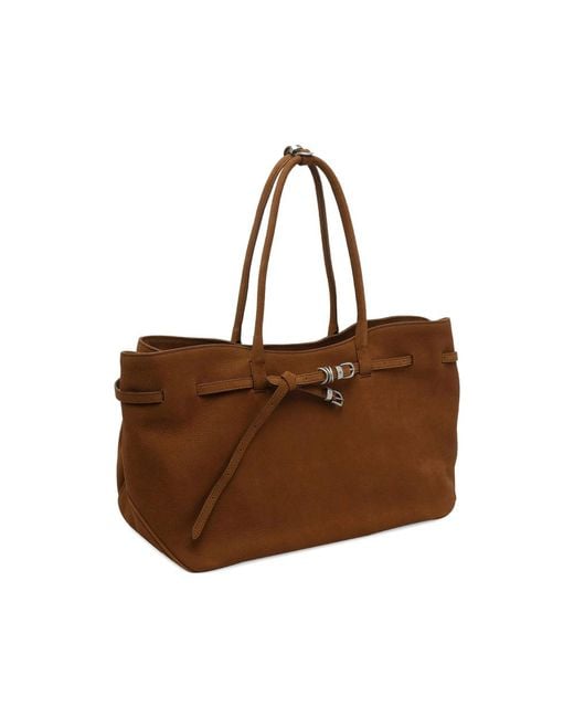 MARGE SHERWOOD Brown Buckle-Detail Shoulder Bag