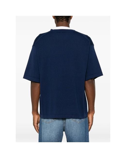 KENZO Blue Lips-Intarsia Short-Sleeve Sweater for men