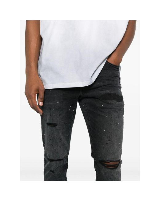 Purple Brand Black Distressed Splatter Denim for men