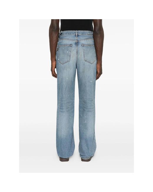 Haikure Blue Five-Pocket Paint-Splatter Jeans for men